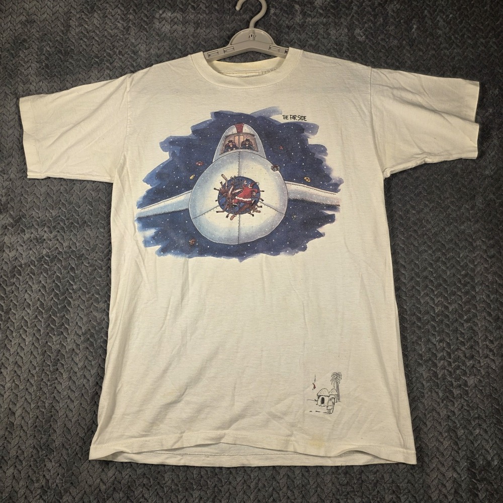 Vintage 80s 1989 The Far Side Santa T-Shirt Gary Larson Cartoon‎ Men's Medium